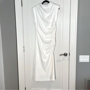 White Ruched Dress Anthropology
